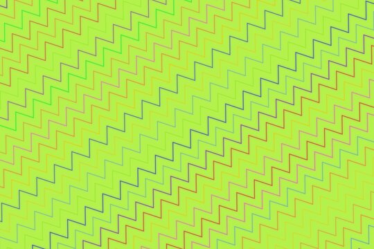 Bright green stairs pattern with zigzag lines on yellow background