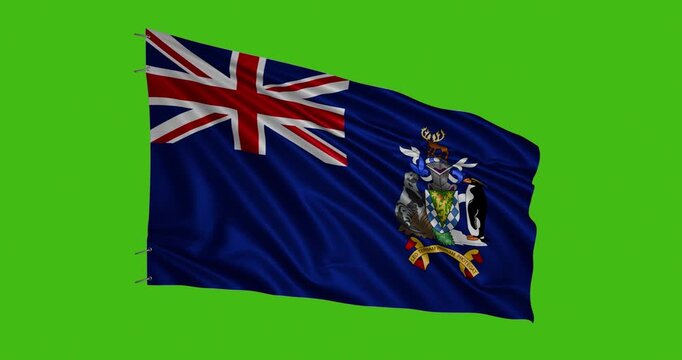 Flag of Bermuda waving in the wind under bright green background