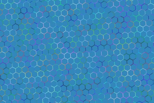 Blue textured background with hexagon and line patterns