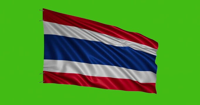Display of the flag of Thailand with a plain green background