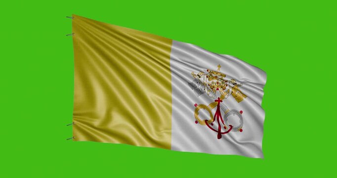 Vatican City flag waving in the wind on a clear day