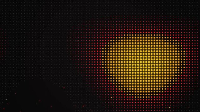 Abstract dark background with glowing yellow and orange halftone dots pattern