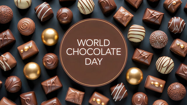 Variety of chocolate truffles and sweets for chocolate day
