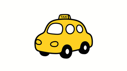 Yellow cartoon taxi car with roof light © MUKTARANI