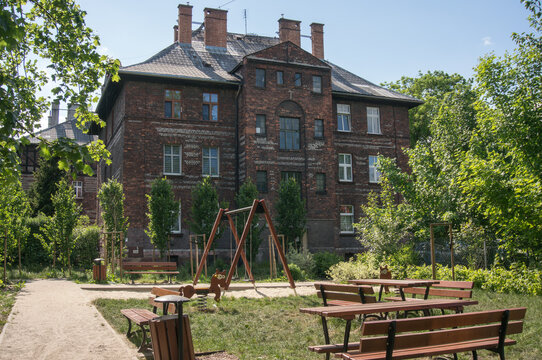 Housing estate &ldquo;Zandka&rdquo;, courtyard. Zabrze, Poland.