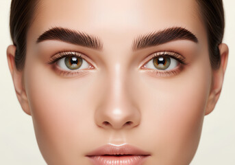 Naklejka premium Professional beauty portrait of woman with perfect skin and eyebrows