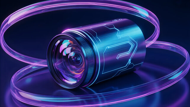 3d futuristic ring with glowing light effects and energy waves