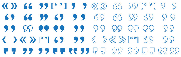 Fototapeta premium Set of quote mark, quotes icon, sign, symbol, emblem. Ditto marks icon set. Quotation marks. Dialogue discussion symbol for UI UX, website, mobile app.
