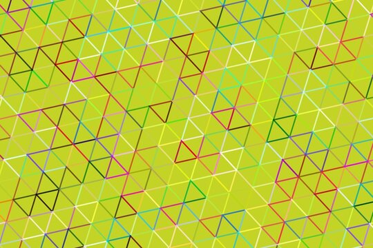Abstract geometric pattern with colorful lines on green background