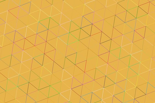 Abstract geometric pattern with triangles and lines on yellow