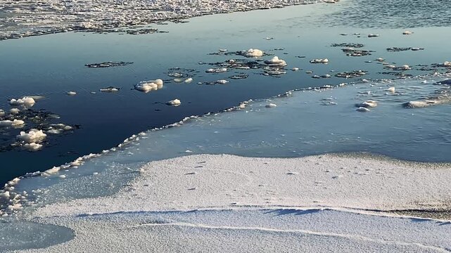Ice Floes Drifting on the Frozen Baltic Sea