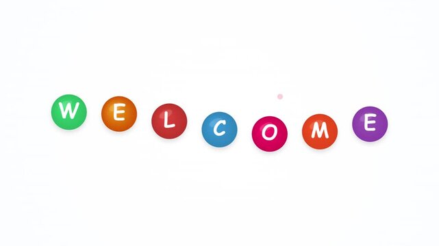 Colorful Welcome Text Animation Floating Letter Spheres Motion Graphic