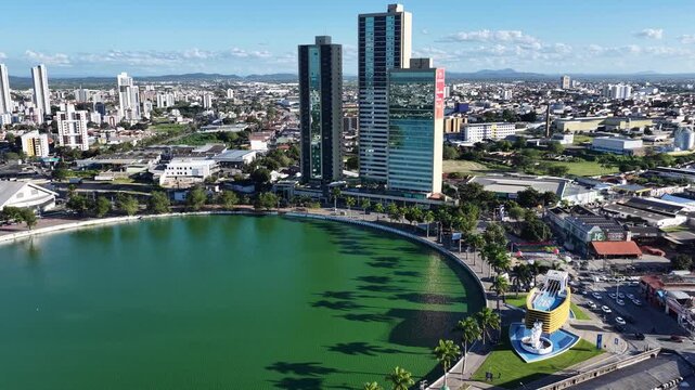 Campina Grande Skyline In Campina Grande Paraiba Brazil. Breathtaking Aerial Landscape Of Famous Leisure Park Of The City. Downtown Cityscape. Urban Backgrounds. Campina Grande Paraiba.
