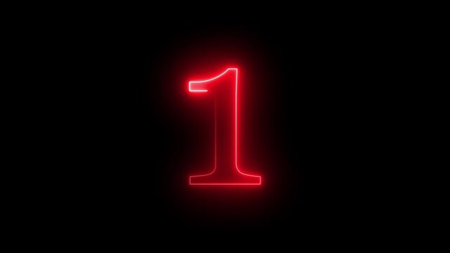 glowing red color neon 1 text, Educational concept promote advertising concept isolate using QuickTime black background 4k motion video 