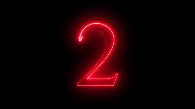 glowing red color neon 2 text, Educational concept promote advertising concept isolate using QuickTime black background 4k motion video 