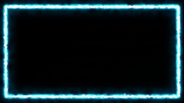 Frame overlay animation with glowing cyan neon rectangle on transparent background. Suitable for modern tech or futuristic themed videos.
