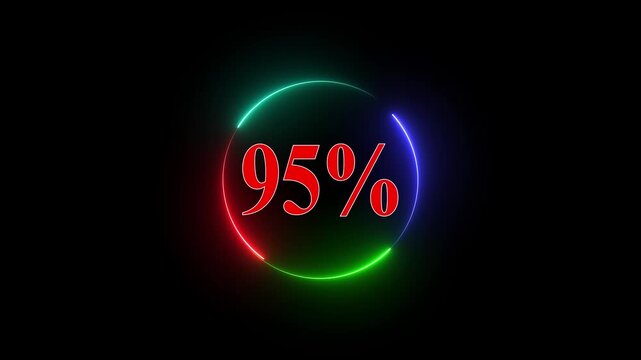 95% text icon neon circle Animation modern Minimal clean shiny Typography Counter Progress meter Loading indicator loop seamless Animation background video.....