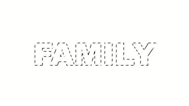Family word with dotted outline on white background minimalist black