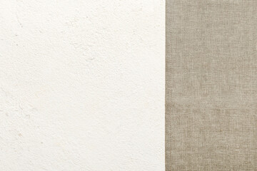 Fototapeta premium top view with gray kitchen napkin isolated on table background. Folded cloth for mockup with copy space, Flat lay. Minimal style