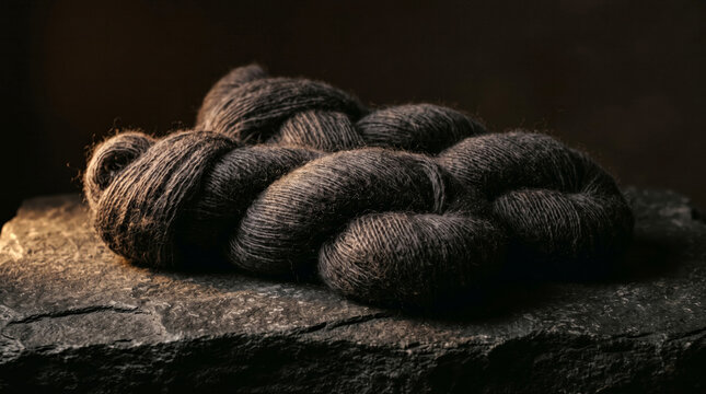 Dark Wool Yarn Skein