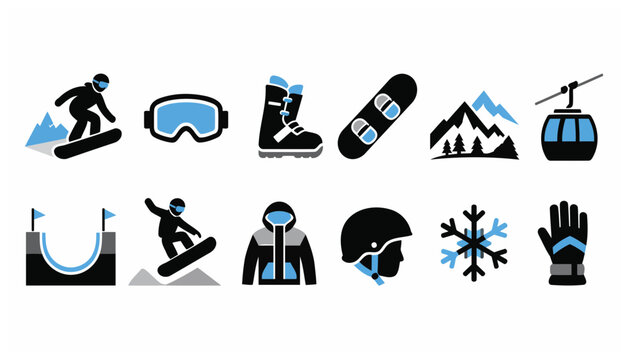 Winter sports and activities icons collection.