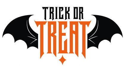 Trick or treat halloween typographic design with black bat wings illustration halloween typography celebration seasonal invitation illustration isolated background greeting © MUSTAFIJUR