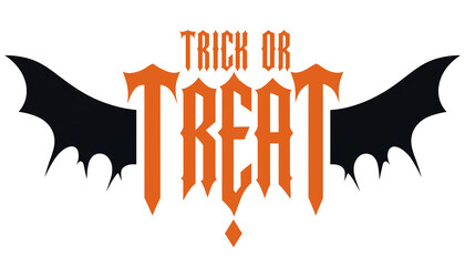 Halloween trick or treat stylized lettering with black bat wings isolated halloween typography celebration seasonal invitation illustration isolated background greeting calligraphy © MUSTAFIJUR