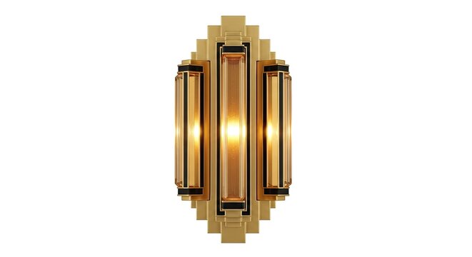 Art Deco Wall Sconce - Golden Geometric Luminaire with Glass Elements