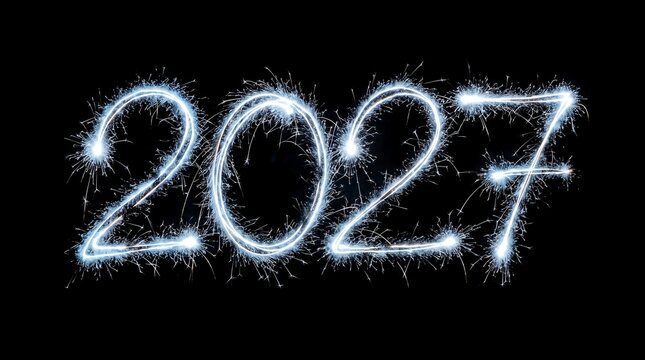 Sparkling light effect showing year two thousand twenty seven