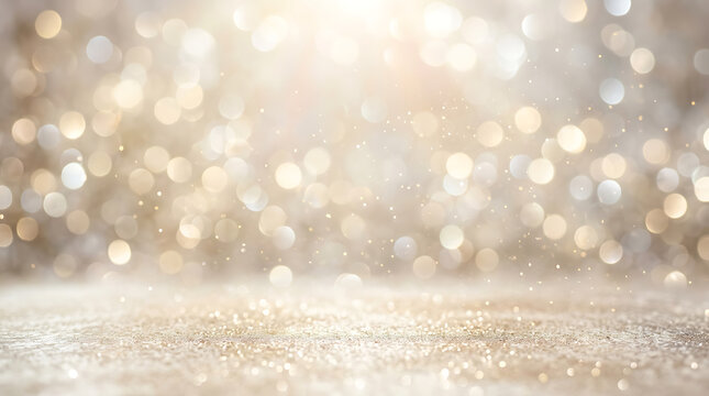 Sparkling Gold and Silver Bokeh Background with Glitter Effect for Festive Celebrations and Elegant Designs
