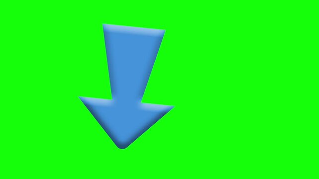 Blue Arrow Pointing Down Download Direction Indicator Next Bottom Sign Icon Animation on Green Screen Background