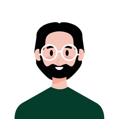 Avatar pria dengan gaya rambut sederhana, gaya ilustrasi datar © Vani