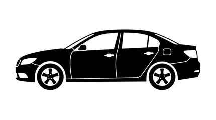 Fototapeta premium Modern sedan car profile a stark black silhouette