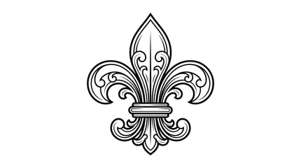 Traditional fleur-de-lis heraldic lily crest line drawing. © MATSABAR