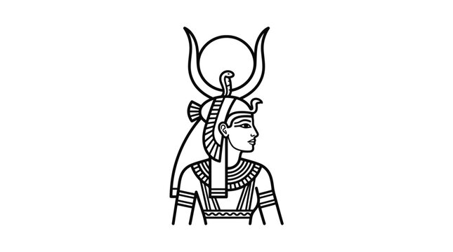 Ancient Egyptian goddess profile drawing.