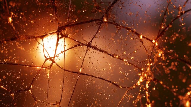 Abstract macro glass texture with light refractions and water droplets