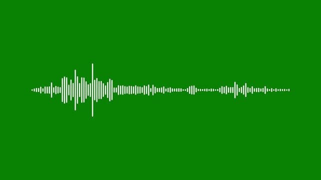 Music waves oscillation modern.Sound waveform spectrum animation on green background.abstract white audio spectrum wave animation, music sound frequency visualizer.4k video