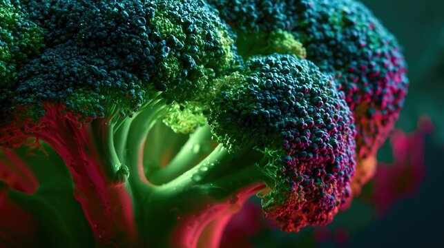 Extreme Close-Up of Broccoli in Cinematic Aesthetic