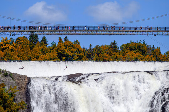 Zip line at Montmorency Falls, Quebec, Canada