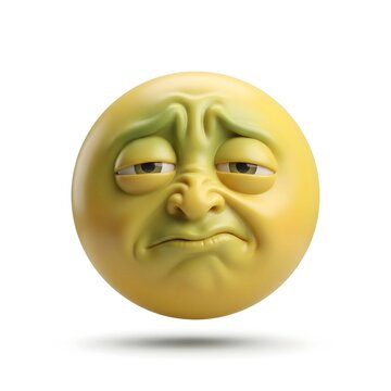 3D Yellow Nauseated Emoji Disgusted Face Isolated on White Background Rendered Illustration