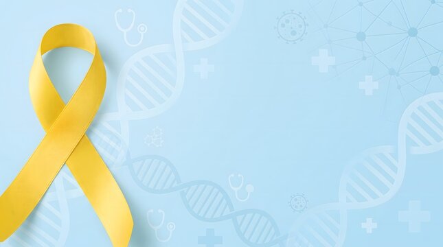 World Duchenne Awareness Day Healthcare Campaign Banner with Yellow Ribbon and Copy Space