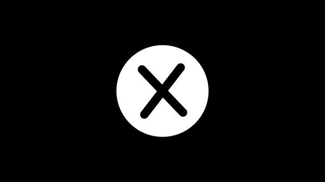 Minimalist outlinr circle round X mark animation, A minimalist logo featuring a stylized letter X within a circle