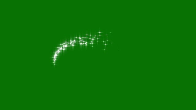 twinkling star particles and magical fairy dust trails pixie dust path, magic line dust, night star glitter on green screen background. 4k.
