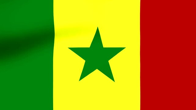 Waving flag of Senegal with green yellow and red stripes