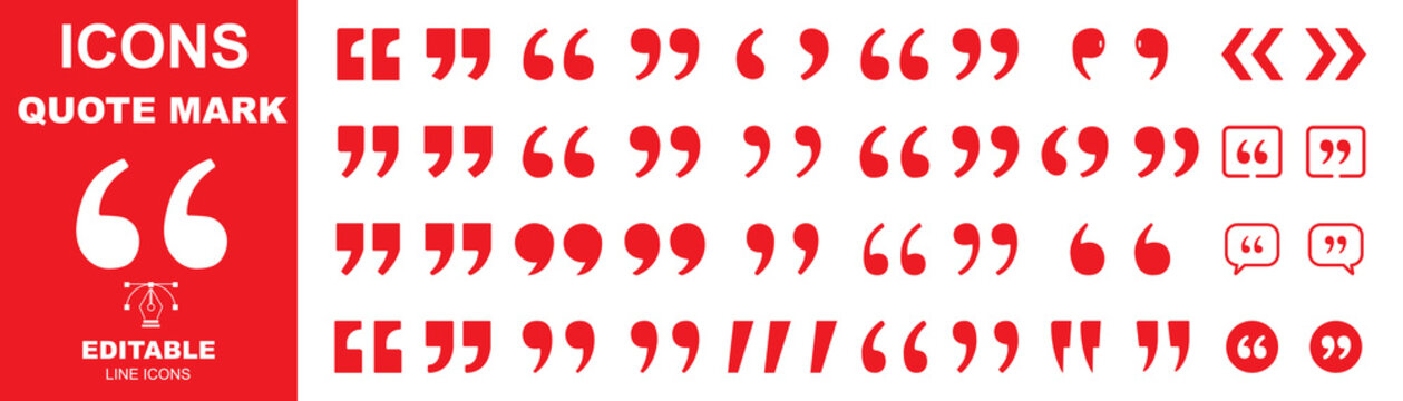 Quote Mark Speech Icons. punctuation marks for dialogue. typography speech text and communication design. Speech mark and inverted commas sign