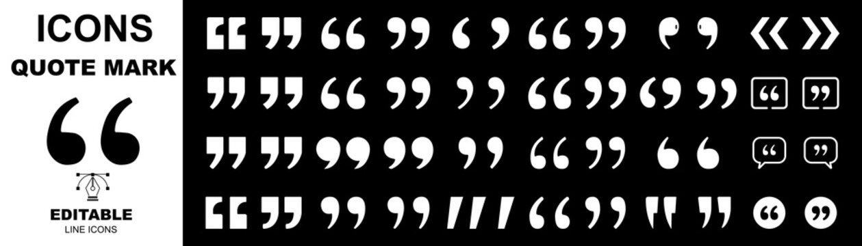 Quote Mark Speech Icons. punctuation marks for dialogue. typography speech text and communication design. Speech mark and inverted commas sign
