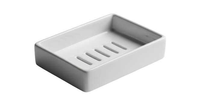 Empty white ceramic soap dish for bathroom accessories