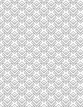 Geometric seamless pattern with black line art. Minimalist abstract background. Modern repeating texture for textile and wallpaper design.