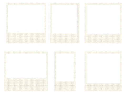 Blank instant photo frames set, vintage Polaroid style photo borders and collage layout templates isolated on white PNG