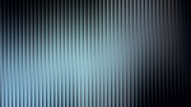 Black fractal gradient glass effect with ribbed vertical abstract background. Blue reeded prism striped texture with light rippled lines. Reed pattern for modern digital art and geometric.